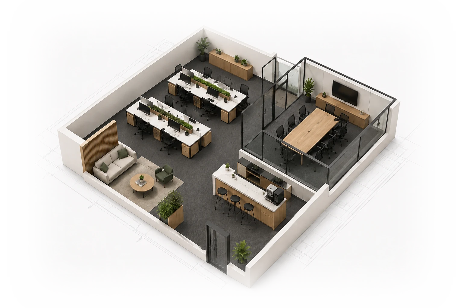 OSPACE biroja 3D plāns